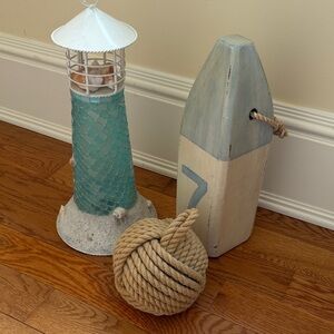 Nautical Lantern and Buoy Set with Rope Ball